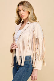 Faux Suede Fringe Jacket / S#AIB00103