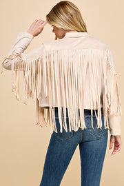 Faux Suede Fringe Jacket / S#AIB00103