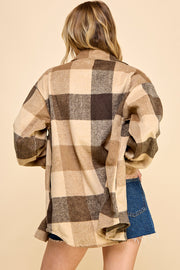 Oversized Plaid Long Shacket / S#AIB1001J