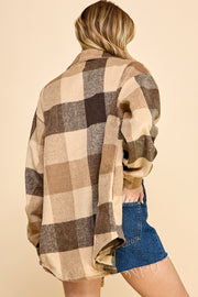 Oversized Plaid Long Shacket / S#AIB1001J