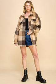 Oversized Plaid Long Shacket / S#AIB1001J