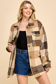 Oversized Plaid Long Shacket / S#AIB1001J