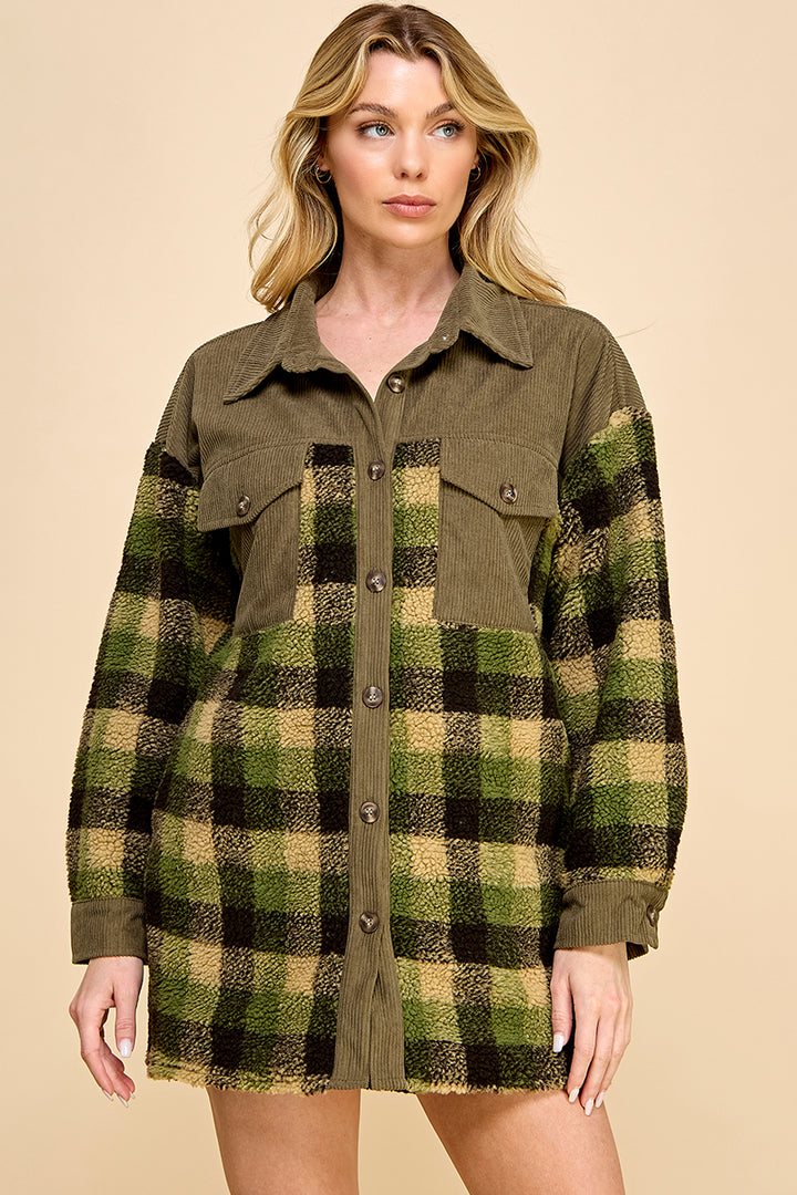 Oversized Plaid Shacket / S#AIB1247J
