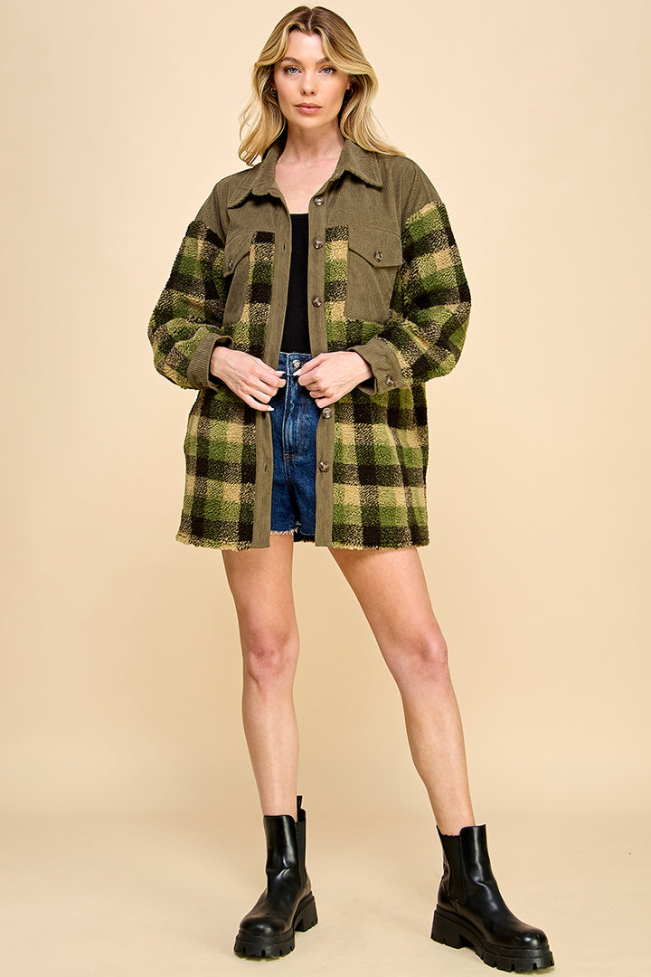 Oversized Plaid Shacket / S#AIB1247J