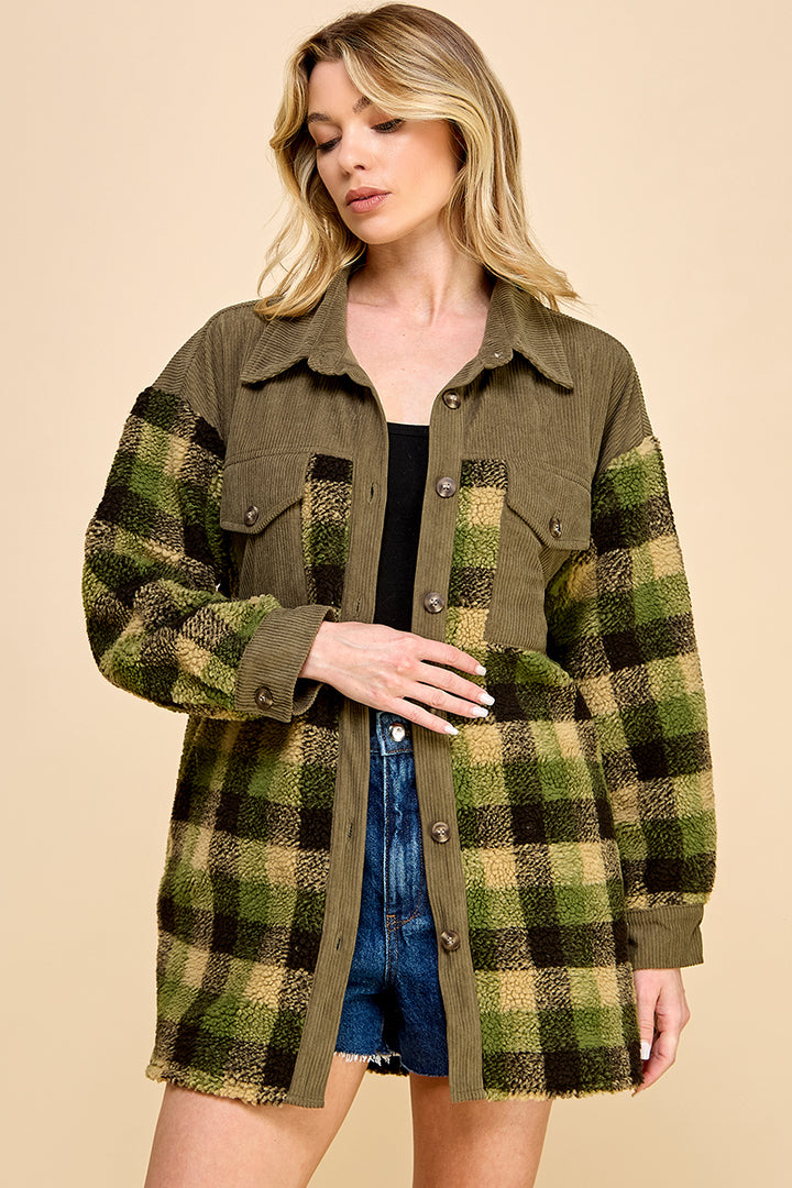 Oversized Plaid Shacket / S#AIB1247J