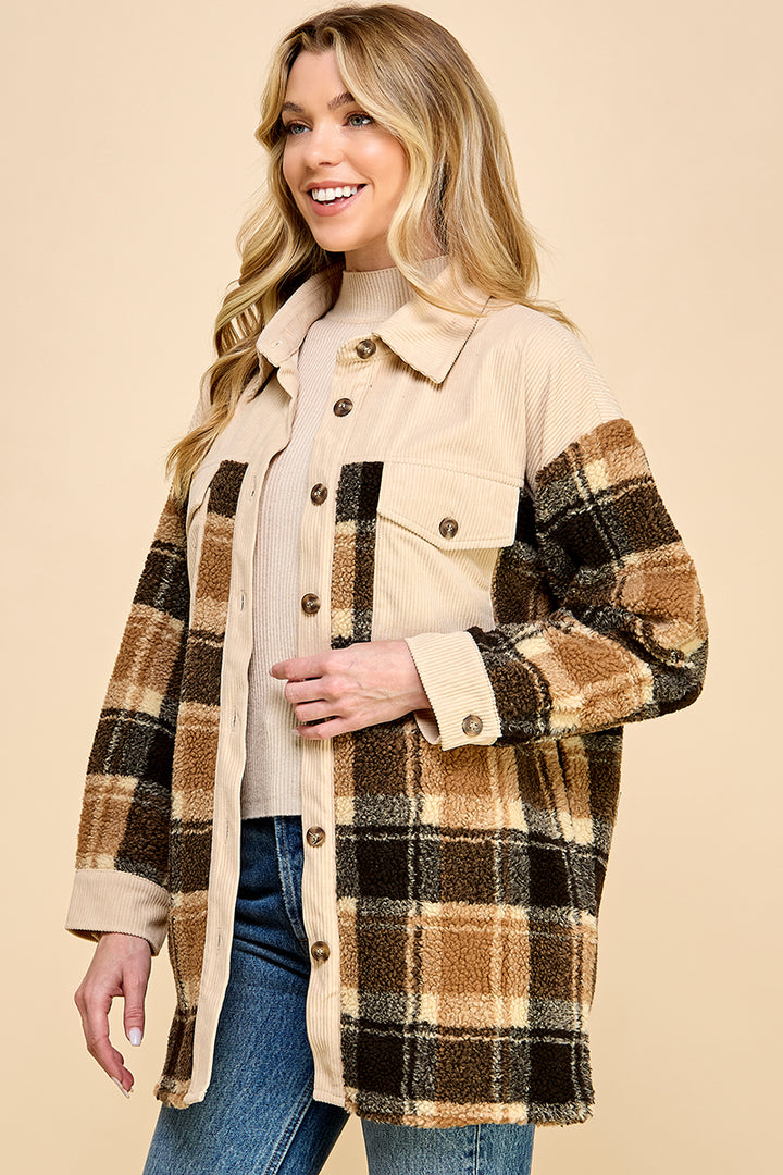 Oversized Plaid Shacket / S#AIB1247J