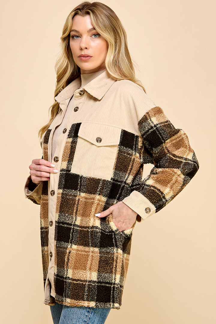 Oversized Plaid Shacket / S#AIB1247J