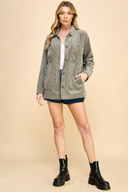 Boyfriend Oversized Corduroy Shacket / S#AIB3014