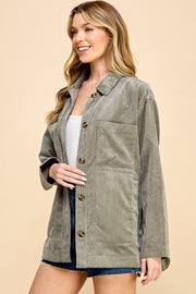Boyfriend Oversized Corduroy Shacket / S#AIB3014