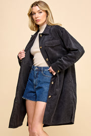 Oversized Corduroy Long Shacket / S#AIB3016