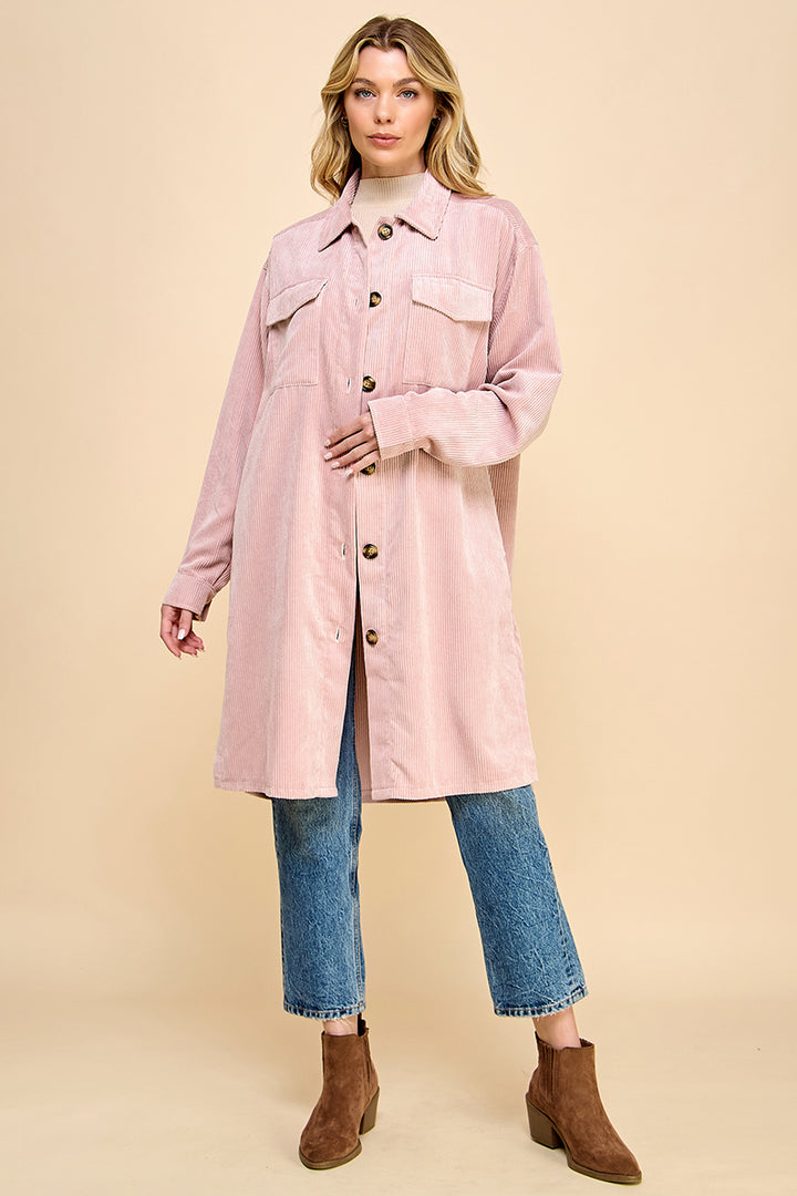 Oversized Corduroy Long Shacket / S#AIB3016