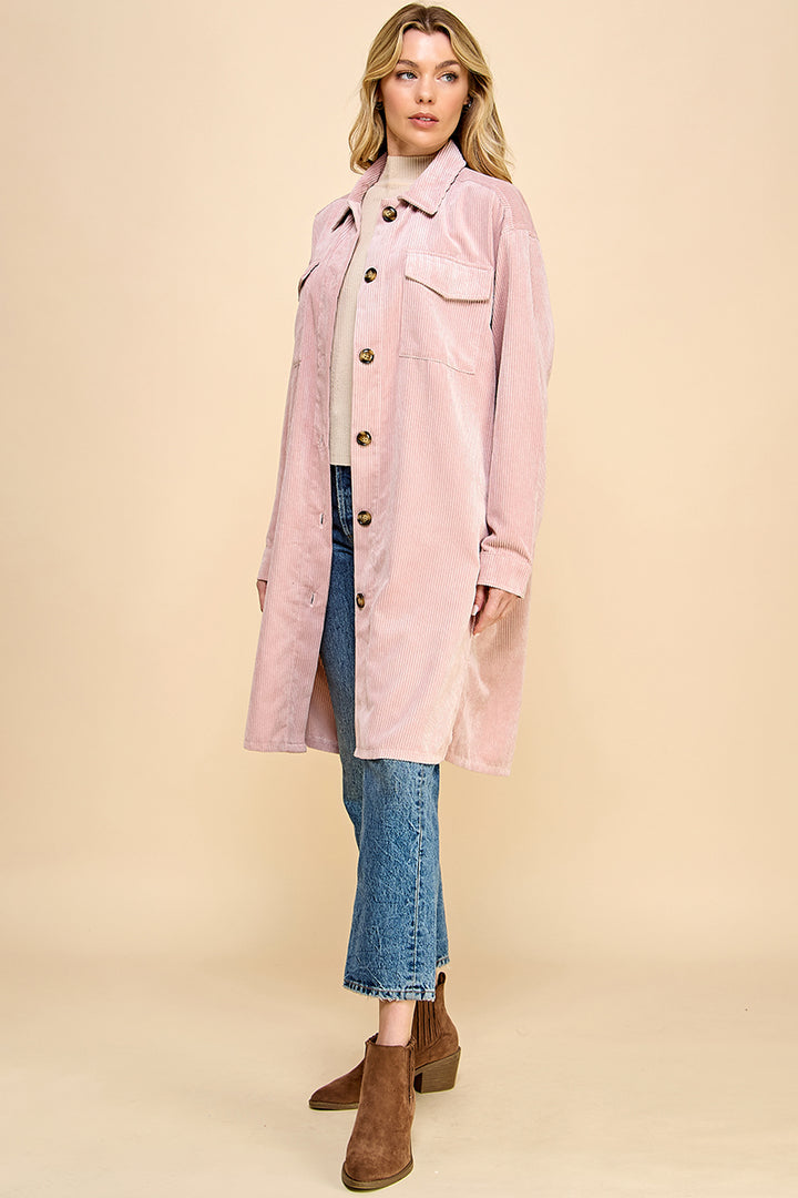 Oversized Corduroy Long Shacket / S#AIB3016