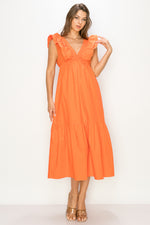 Load image into Gallery viewer, Double Ruffle Midi Dress/ S#ABDD0109
