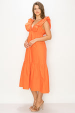 Load image into Gallery viewer, Double Ruffle Midi Dress/ S#ABDD0109
