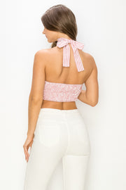 Striped Halter- Neck Top / S#ABDT0160