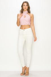 Striped Halter- Neck Top / S#ABDT0160