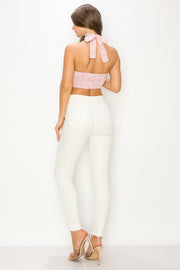 Striped Halter- Neck Top / S#ABDT0160